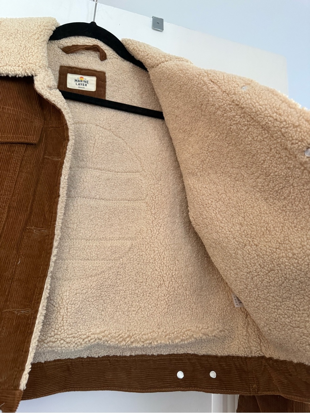 Marine Layer Brown Corduroy Teddy-Lined Trucker Jacket - Picture 3 of 6